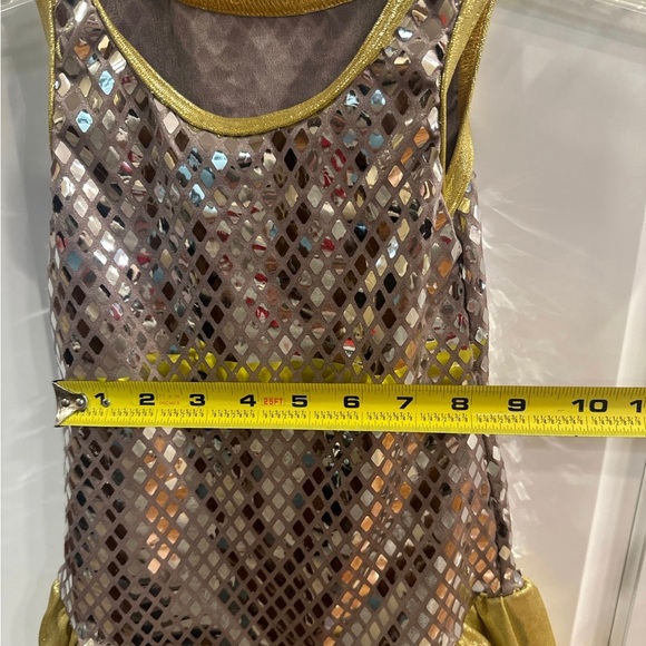 Girl’s sparkly gold and mirror dress and shorts. - Picture 4 of 7
